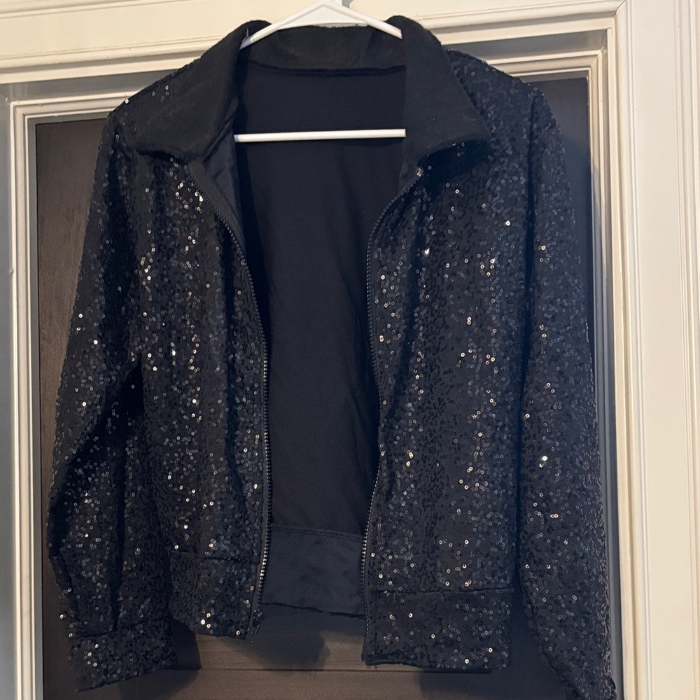 Sparkling Black Sequin Kids Dance Jacket